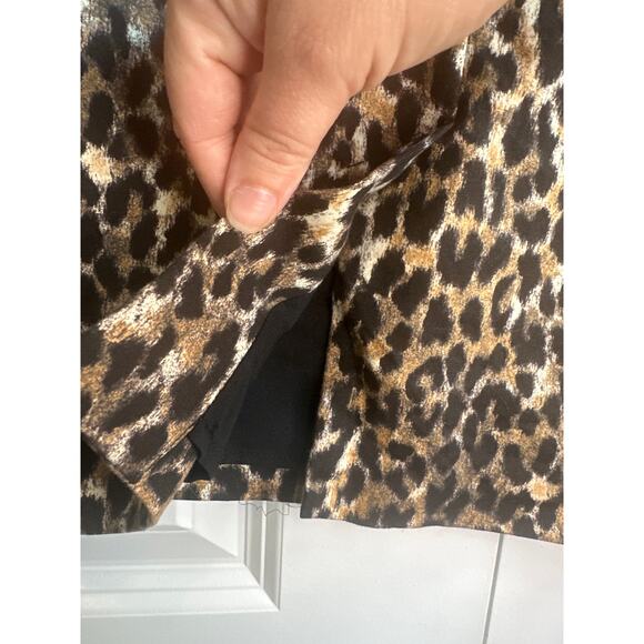 Loft Tan and Black Leopard Animal Print Sleeveless Business Mini Dress - Picture 5 of 6